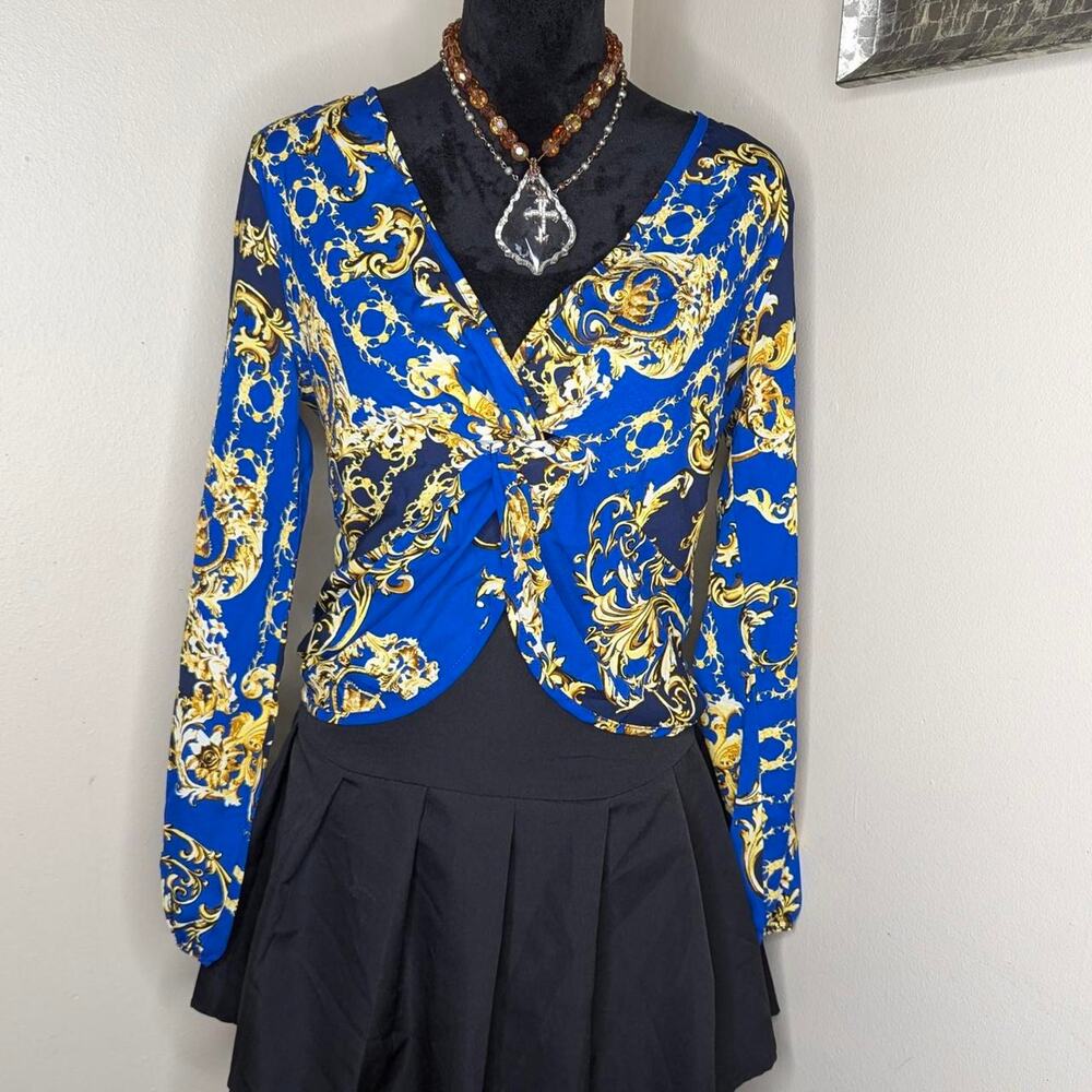Blue and gold baroque print size small